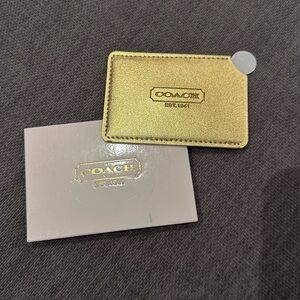 Coach Metallic Gold Leather Card Holder / Wallet